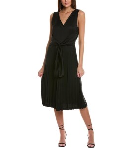 Black Sleeveless Pleated...
