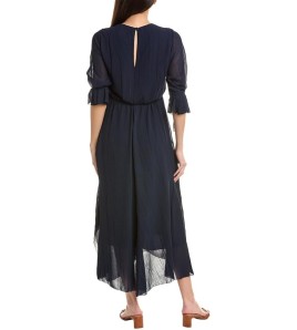 Navy Sheer Panel Midi Dress