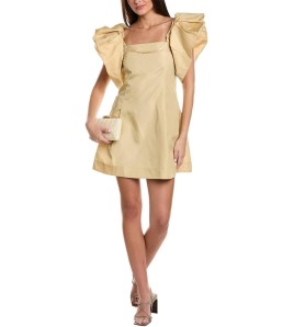 Yellow Puff Sleeve Mini Dress