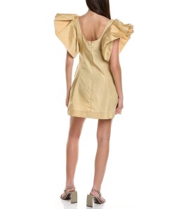 Yellow Puff Sleeve Mini Dress