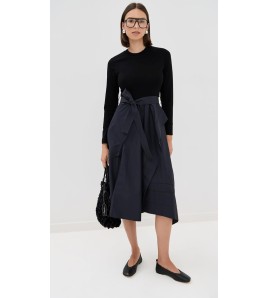 Navy Two-Tone Midi Dress