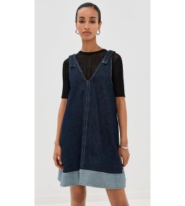 Dark Denim V-Neck Mini Dress